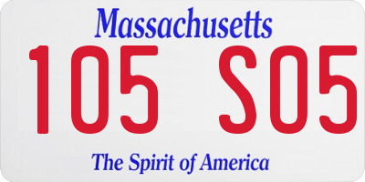 MA license plate 105SO5
