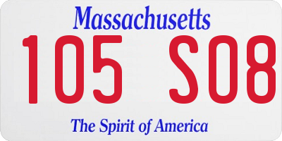 MA license plate 105SO8