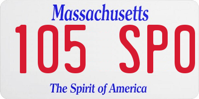 MA license plate 105SP0