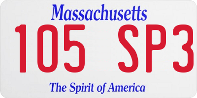 MA license plate 105SP3