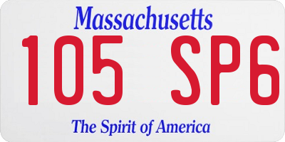 MA license plate 105SP6