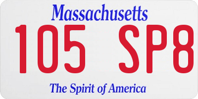 MA license plate 105SP8