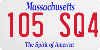 MA license plate 105SQ4