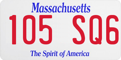 MA license plate 105SQ6