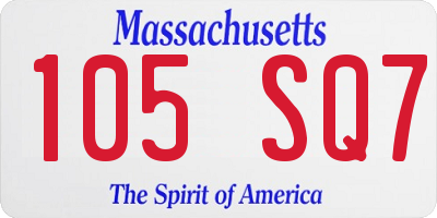 MA license plate 105SQ7