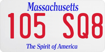 MA license plate 105SQ8