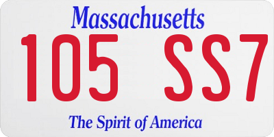 MA license plate 105SS7