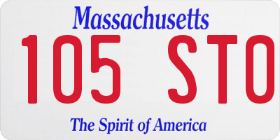 MA license plate 105ST0