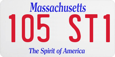 MA license plate 105ST1