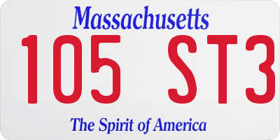 MA license plate 105ST3