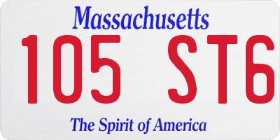 MA license plate 105ST6