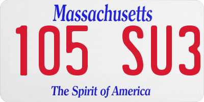 MA license plate 105SU3