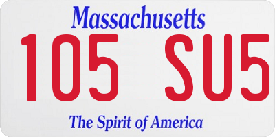 MA license plate 105SU5