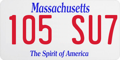 MA license plate 105SU7