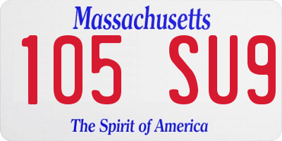 MA license plate 105SU9