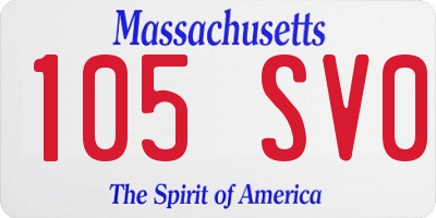 MA license plate 105SV0