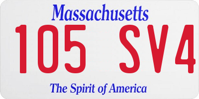 MA license plate 105SV4