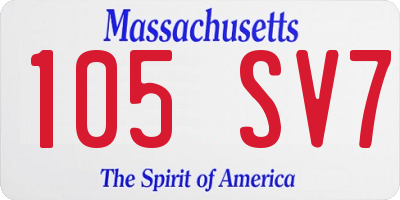MA license plate 105SV7