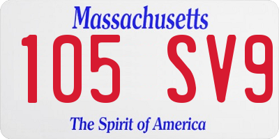 MA license plate 105SV9