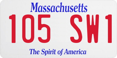 MA license plate 105SW1