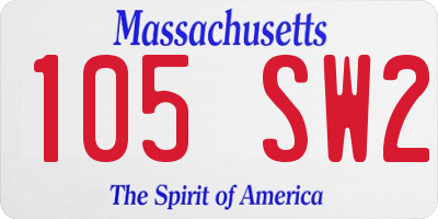 MA license plate 105SW2