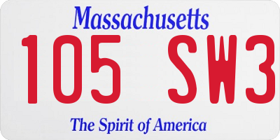 MA license plate 105SW3