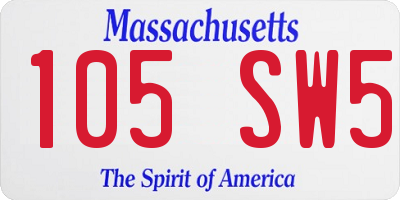 MA license plate 105SW5