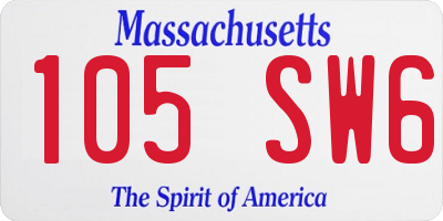 MA license plate 105SW6