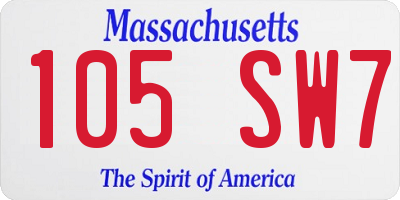 MA license plate 105SW7