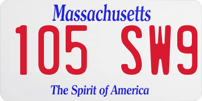 MA license plate 105SW9