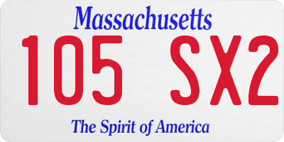MA license plate 105SX2