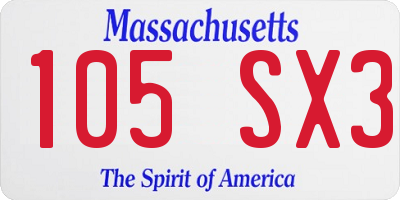 MA license plate 105SX3