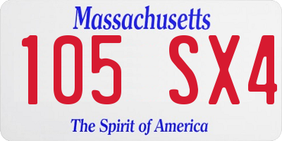 MA license plate 105SX4