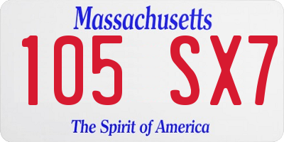 MA license plate 105SX7