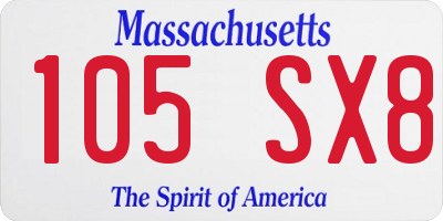 MA license plate 105SX8