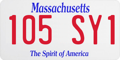 MA license plate 105SY1