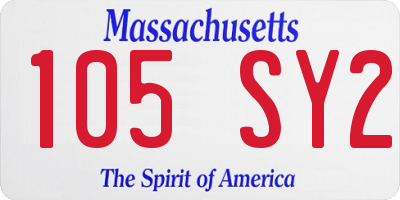 MA license plate 105SY2