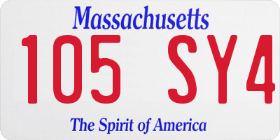 MA license plate 105SY4