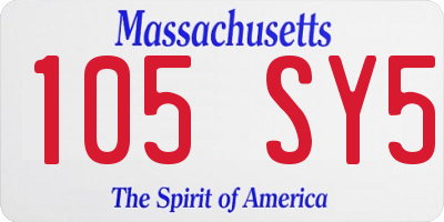 MA license plate 105SY5