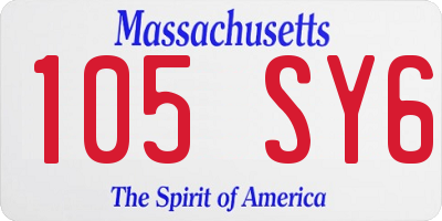 MA license plate 105SY6