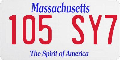 MA license plate 105SY7