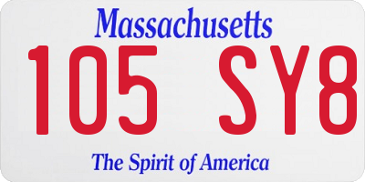 MA license plate 105SY8