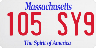 MA license plate 105SY9