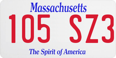 MA license plate 105SZ3