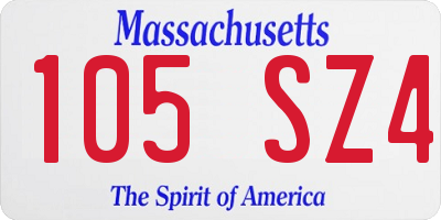 MA license plate 105SZ4