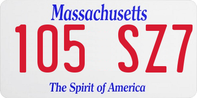 MA license plate 105SZ7