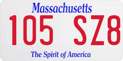 MA license plate 105SZ8