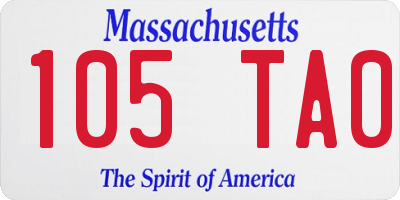 MA license plate 105TA0