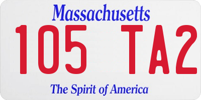 MA license plate 105TA2
