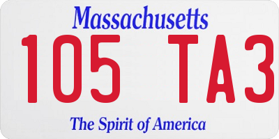 MA license plate 105TA3